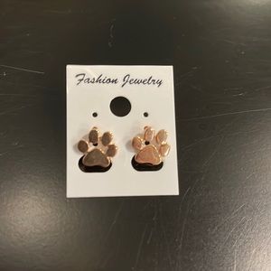 Rose gold paw print earrings